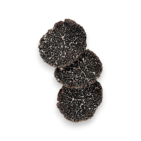 Showing product picture of fresh black truffle tuber melanosporum slices