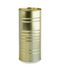 Gold cylindrical canister with ribbed texture and metallic finish for Black Truffle Brisure in Brine