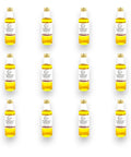 16-pack of clear plastic bottles with golden-yellow extra virgin olive oil infused with black truffle